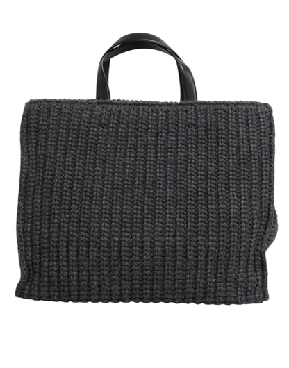 Dolce & Gabbana laukku - Black Large Knitted Crochet Shoulder Shopper DG Logo Bag