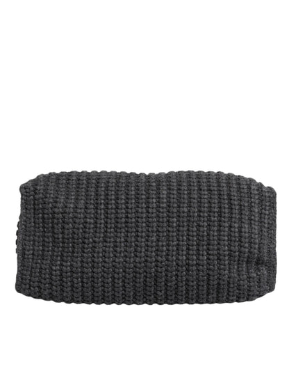 Dolce & Gabbana laukku - Black Large Knitted Crochet Shoulder Shopper DG Logo Bag