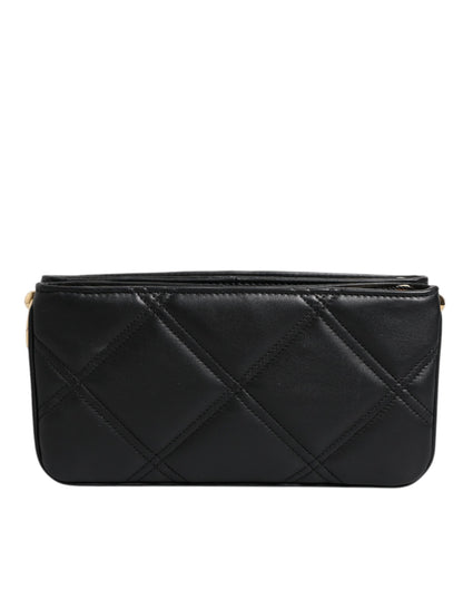 Dolce & Gabbana laukku - Black Leather Crystal Embellished Logo Shoulder Bag