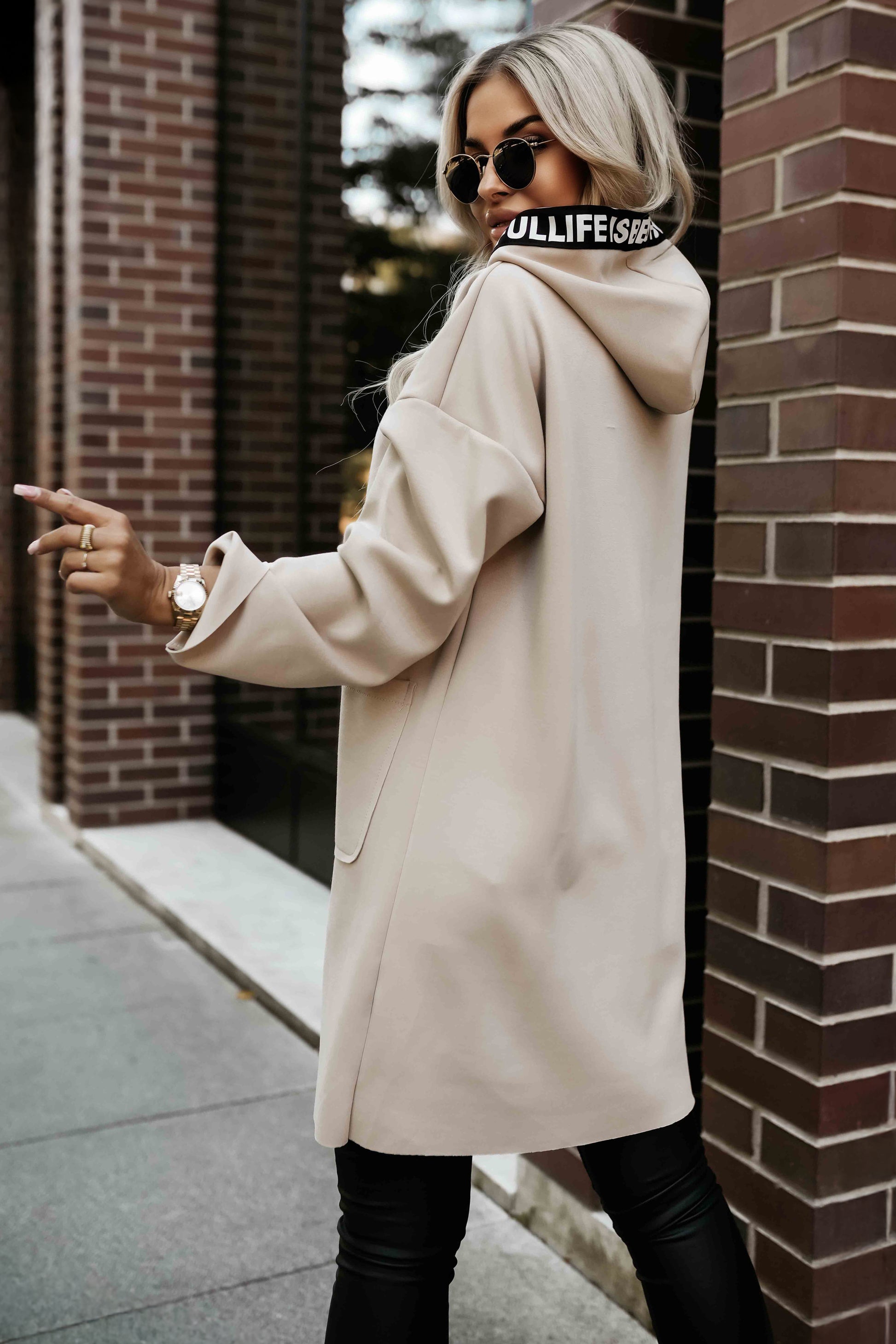 20898-7-632-1 Casual coat with pockets and a hood - beige-7