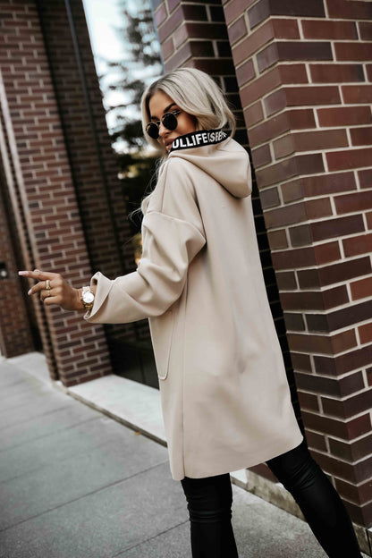20898-3-632-1 Casual coat with pockets and a hood - beige-3