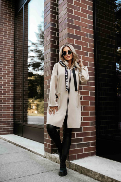 20898-4-632-1 Casual coat with pockets and a hood - beige-4