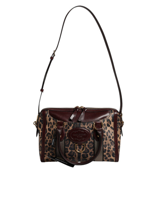 Dolce & Gabbana laukku - Brown Leopard Leather Shoulder Strap Duffle Bag