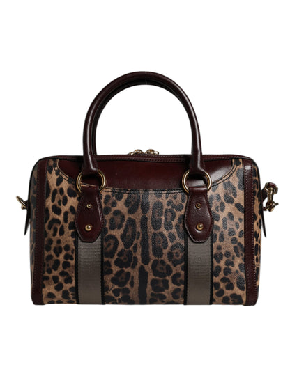 Dolce & Gabbana laukku - Brown Leopard Leather Shoulder Strap Duffle Bag