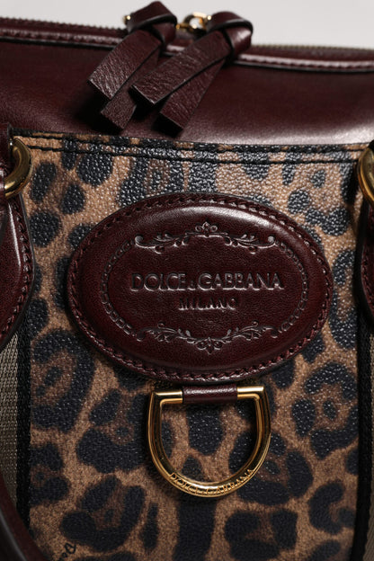 Dolce & Gabbana laukku - Brown Leopard Leather Shoulder Strap Duffle Bag