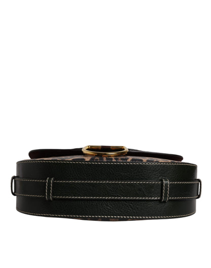 Dolce & Gabbana laukku - Black Brown Leopard Leather Shoulder Strap Bag