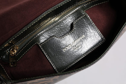 Dolce & Gabbana laukku - Black Brown Leopard Leather Shoulder Strap Bag