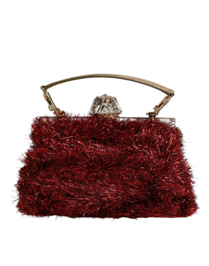 Dolce & Gabbana laukku - Red Gold Chain VANDA Tinsel Crystals Evening Clutch Bag