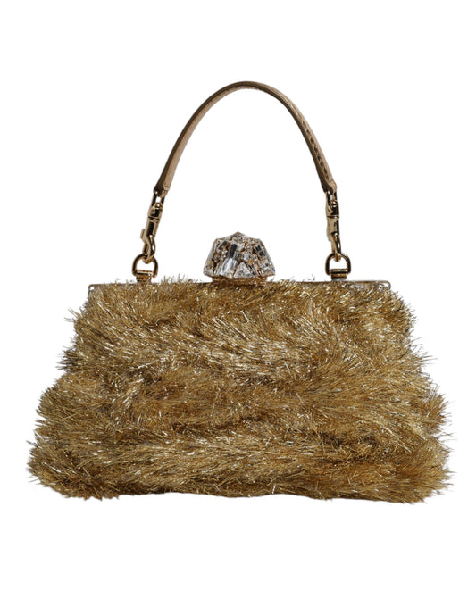 Dolce & Gabbana laukku - Gold Vanda Chain Strap Tinsel Crystal Evening Clutch Bag