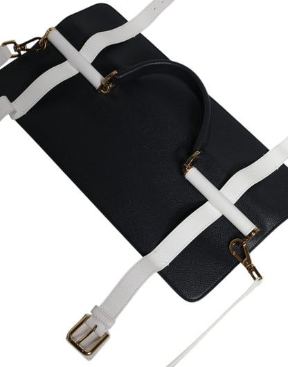 Dolce & Gabbana laukku - Blue White Calfskin Leather Crossbody Shoulder Bag