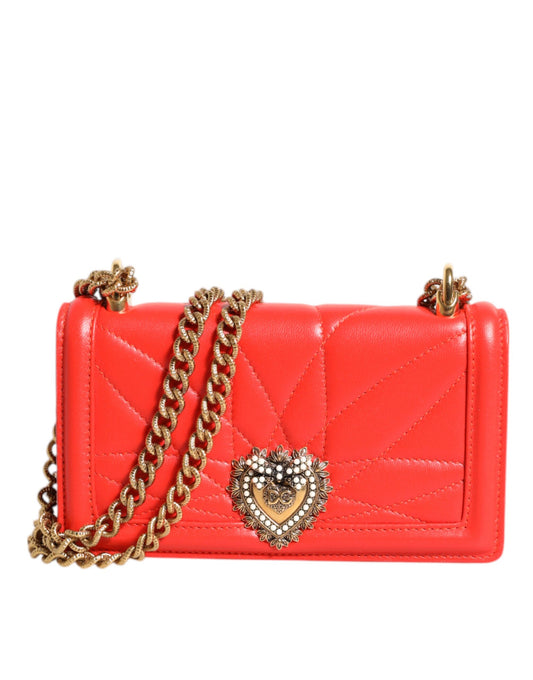 Dolce & Gabbana laukku Red Leather Quilted Devotion Crossbody Phone Cover Bag