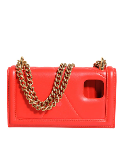 Dolce & Gabbana laukku Red Leather Quilted Devotion Crossbody Phone Cover Bag