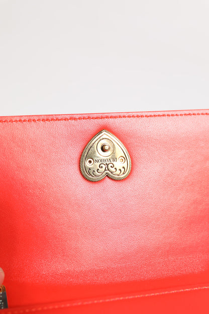 Dolce & Gabbana laukku Red Leather Quilted Devotion Crossbody Phone Cover Bag