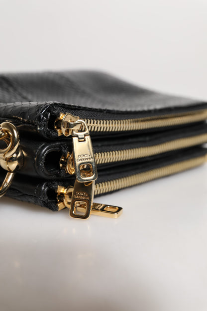 Dolce & Gabbana laukku -  Black Exotic Leather Shoulder Sling Clutch Bag