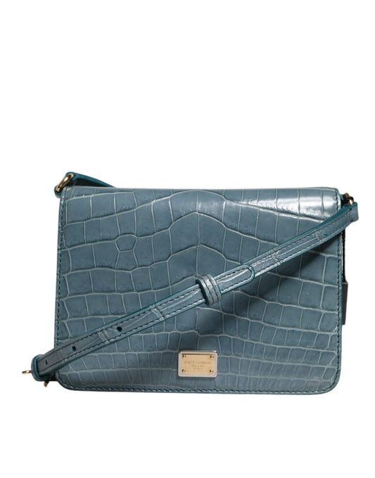 Dolce & Gabbana laukku Green Exotic Leather DG Plaque Crossbody Mini Bag