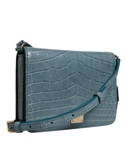 Dolce & Gabbana laukku Green Exotic Leather DG Plaque Crossbody Mini Bag