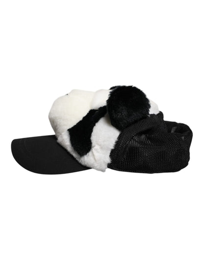 Dolce & Gabbana lippis - Black White Panda Fur Women Baseball Cap