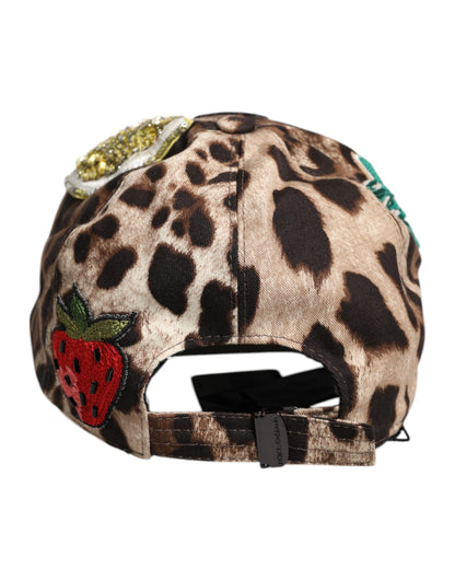 Dolce & Gabbana lippis - Brown Leopard Sequin Sicily Baseball Cap