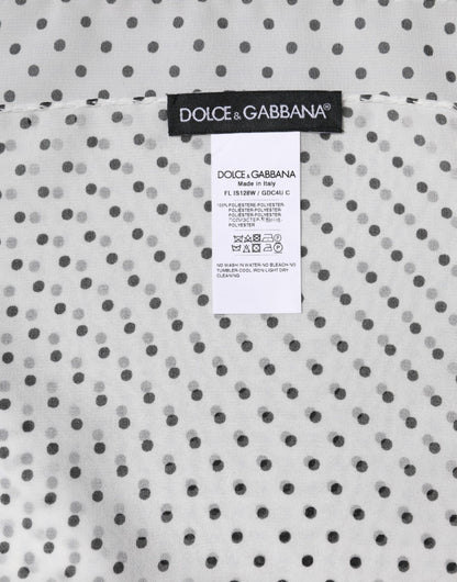 Dolce & Gabbana huivi White Polka Dots Polyester Wrap Shawl Scarf