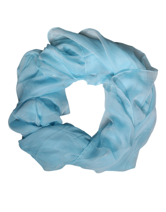 Dolce & Gabbana huivi Light Blue Silk Rectangle Wrap Shawl Scarf