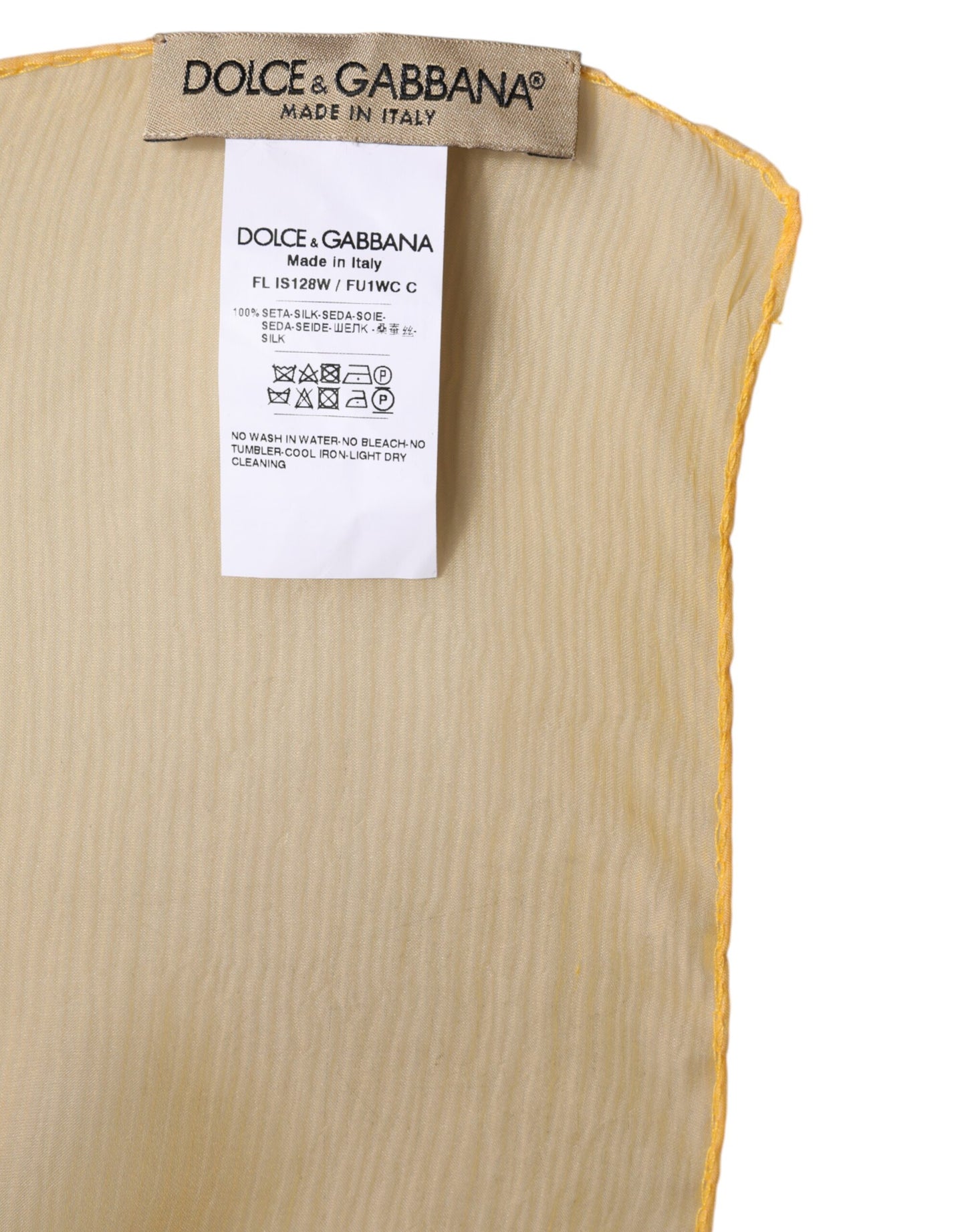 Dolce & Gabbana huivi Yellow Silk Rectangle Wrap Shawl Scarf