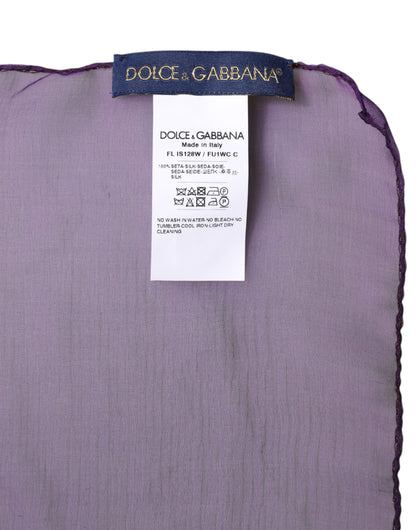 Dolce & Gabbana huivi Purple Silk Rectangle Wrap Shawl Scarf
