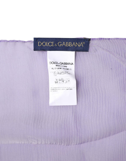 Dolce & Gabbana huivi - Purple Silk Rectangle Wrap Shawl Scarf
