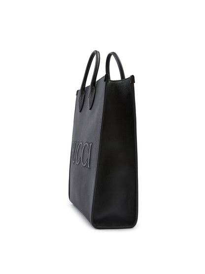 Gucci laukku - Black Leather Logo Medium Tote Bag