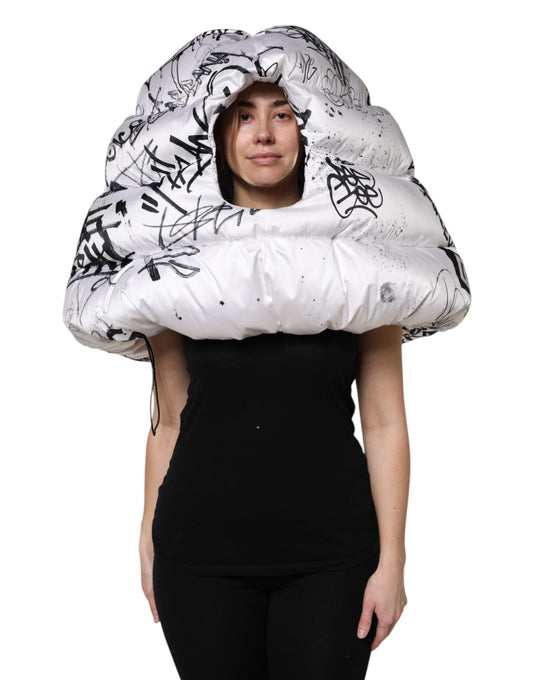 Dolce & Gabbana rohkea hattu / päähine - White Polyester Printed Hood Quilted Hat