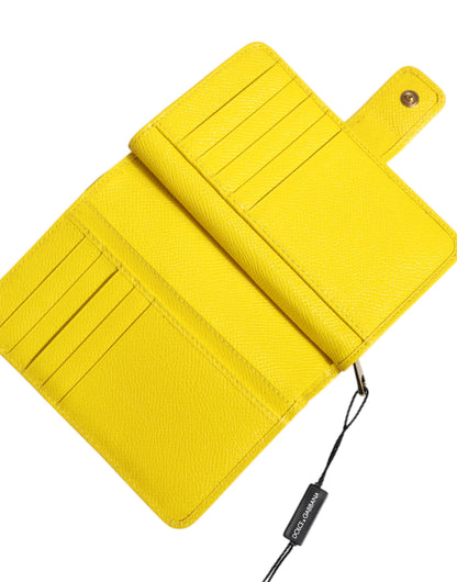 Dolce & Gabbana lompakko Yellow Leather Bifold Continental Clutch Wallet