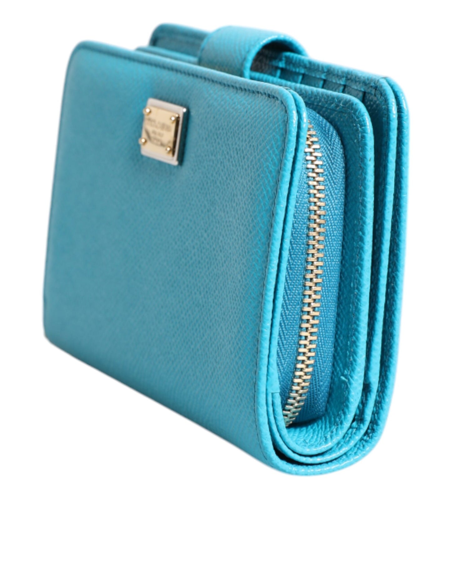 Dolce & Gabbana lompakko - Light Blue Leather Bifold Continental Clutch Wallet