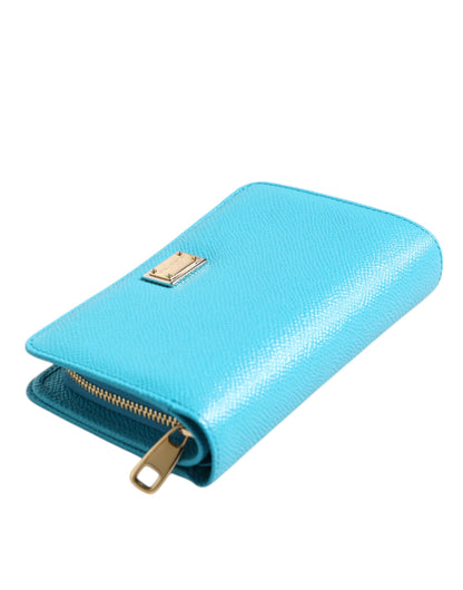 Dolce & Gabbana lompakko - Light Blue Leather Bifold Continental Clutch Wallet