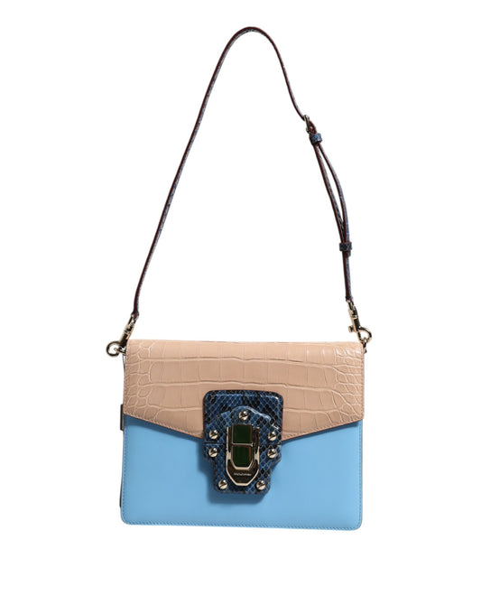 Dolce & Gabbana laukku - Blue Beige Exotic Leather LUCIA Crossbody Bag