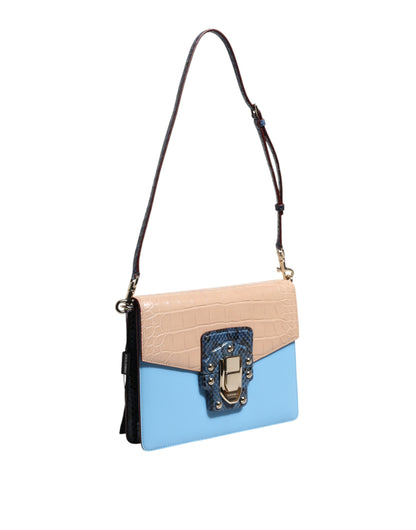 Dolce & Gabbana laukku - Blue Beige Exotic Leather LUCIA Crossbody Bag