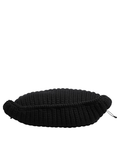Dolce & Gabbana laukku - Black Cashmere Knitted Leather Shoulder Women Borse Bag