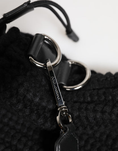 Dolce & Gabbana laukku - Black Cashmere Knitted Leather Shoulder Women Borse Bag