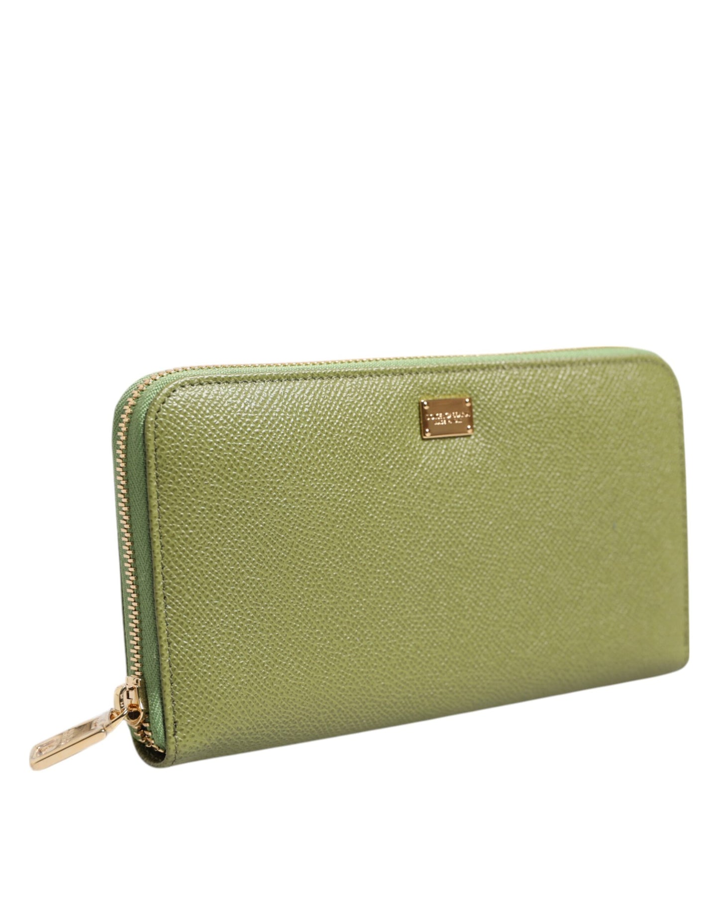 Dolce & Gabbana lompakko Green Leather Logo Plaque Zip Around Continenta Wallet