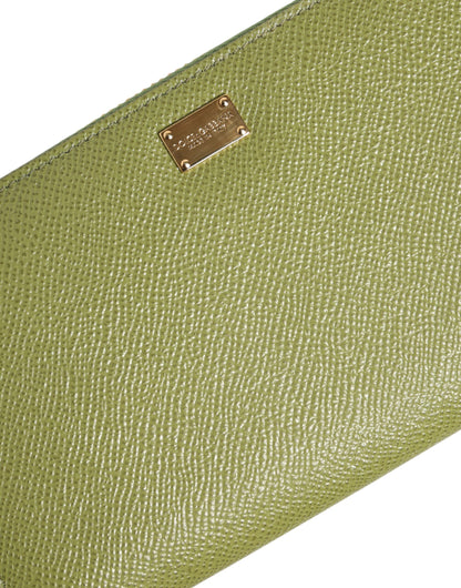 Dolce & Gabbana lompakko Green Leather Logo Plaque Zip Around Continenta Wallet