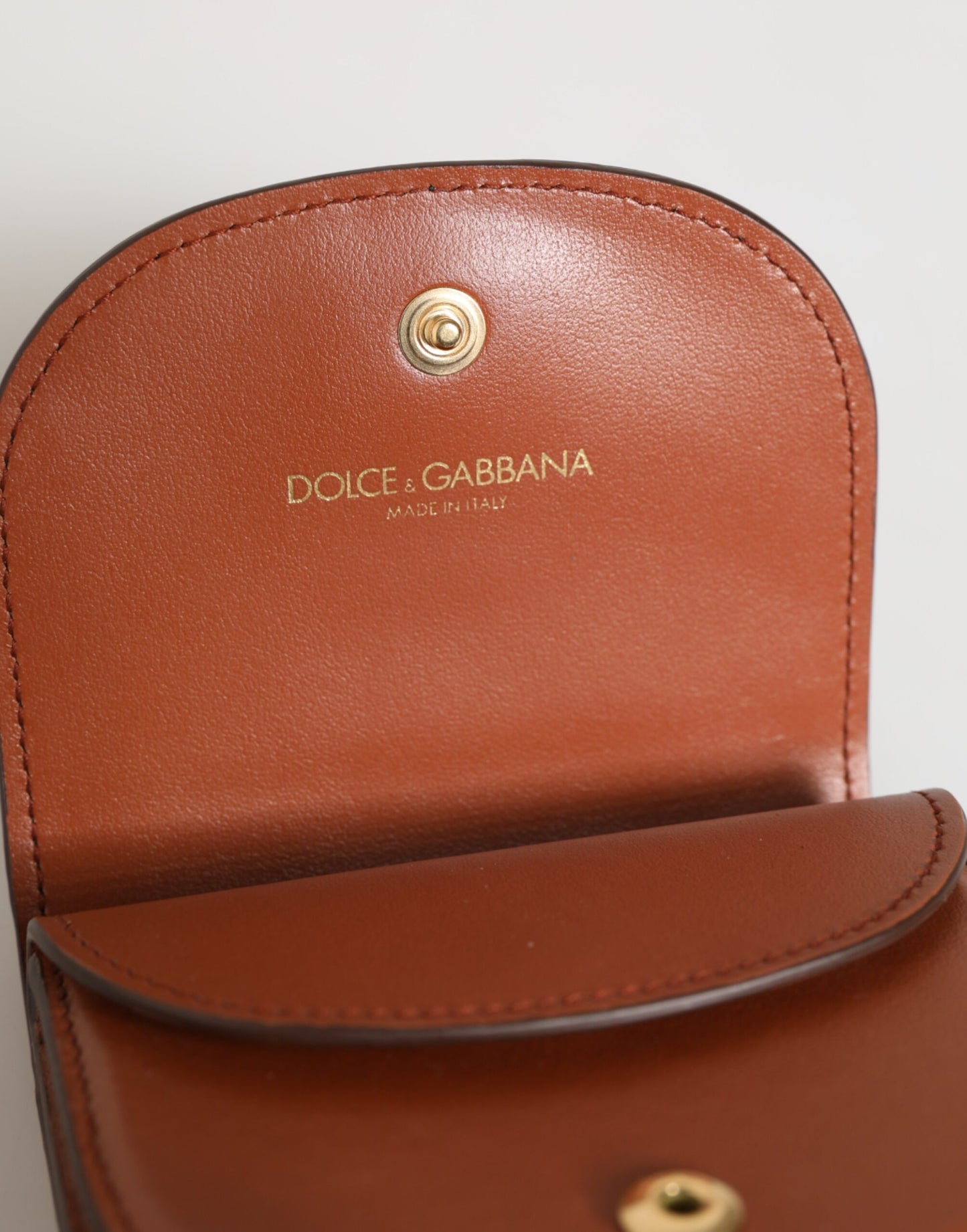 Dolce & Gabbana lompakko Brown Black Calf Leather Leopard Print Logo Plaque Wallet