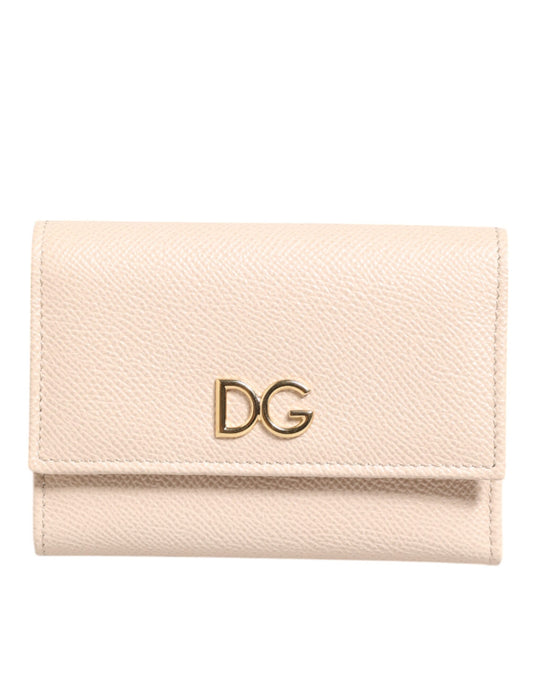 Dolce & Gabbana lompakko Light Pink Calf Leather DG Logo French Flap Wallet