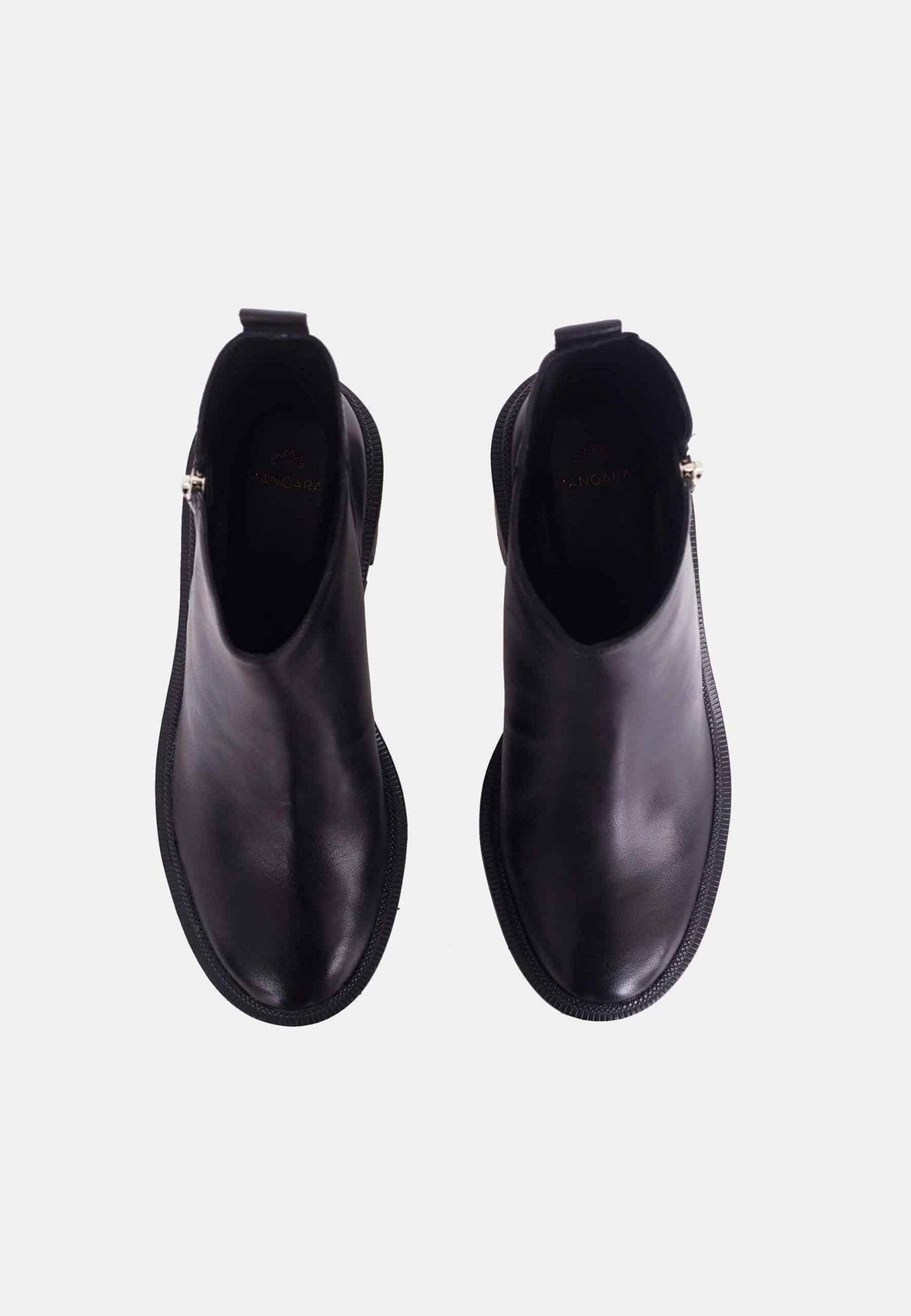 Black Goat Leather Ankle Boots Sophora – Women’s Round-Toe Block Heel Boots