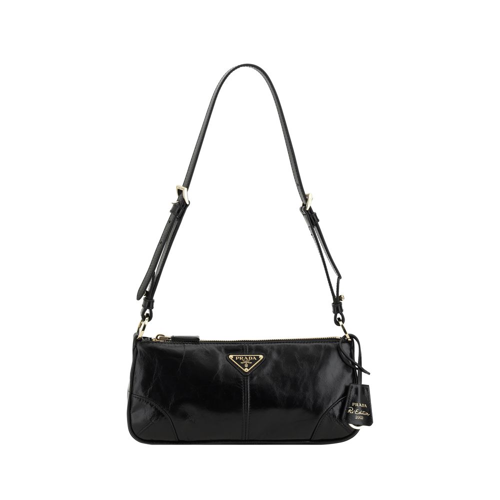 Prada Black Calf Leather Bos Taurus Shoulder Bag