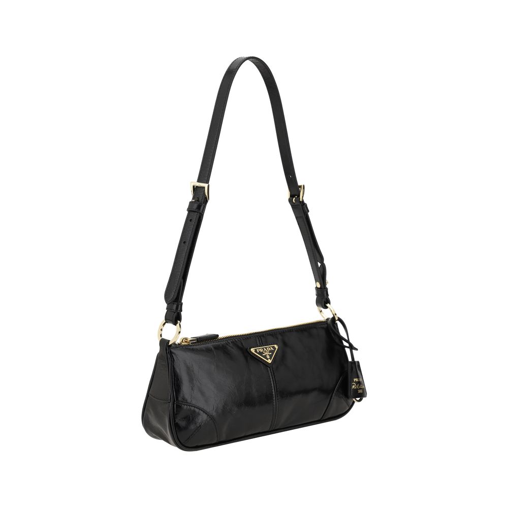 Prada Black Calf Leather Bos Taurus Shoulder Bag