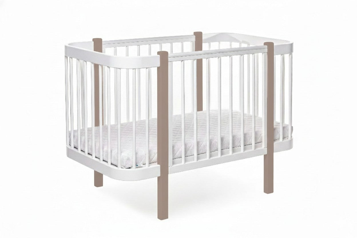 Baby Crib ELIN with Mattress - Cappuccino/White