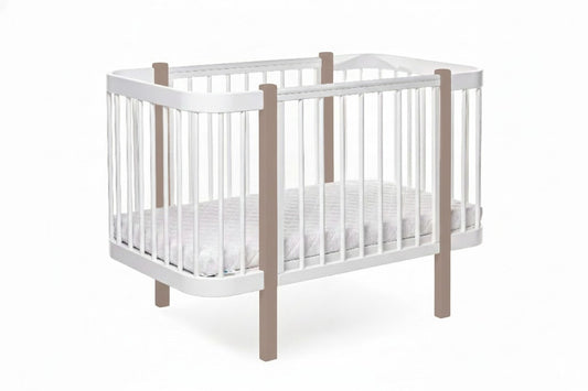 Baby Crib ELIN with Mattress - Cappuccino/White