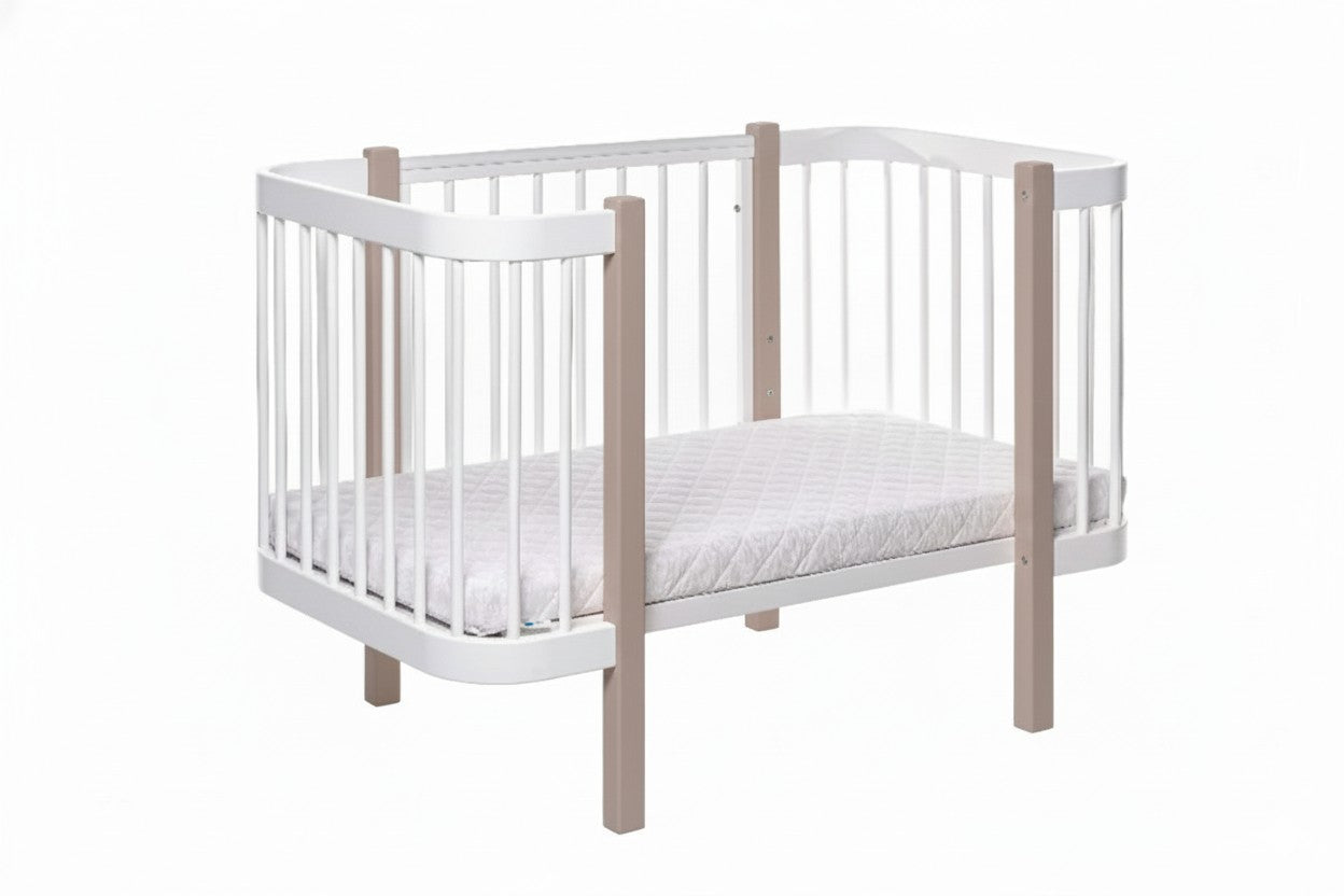 Baby Crib ELIN with Mattress - Cappuccino/White
