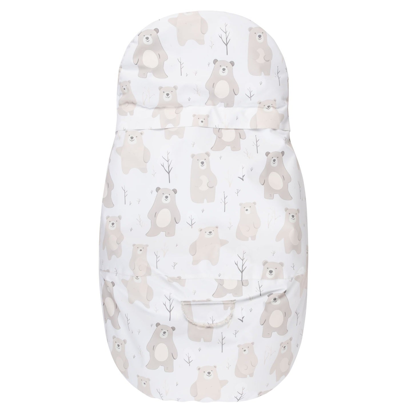 Baby Winter Footmuff – Bear Print White / Beige, One Size