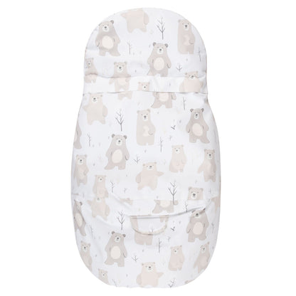 Baby Winter Footmuff – Bear Print White / Beige, One Size