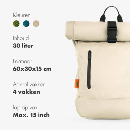 Rullattava vettähylkivä reppu Rolltop Paqer - 20-30L, 3 väriä