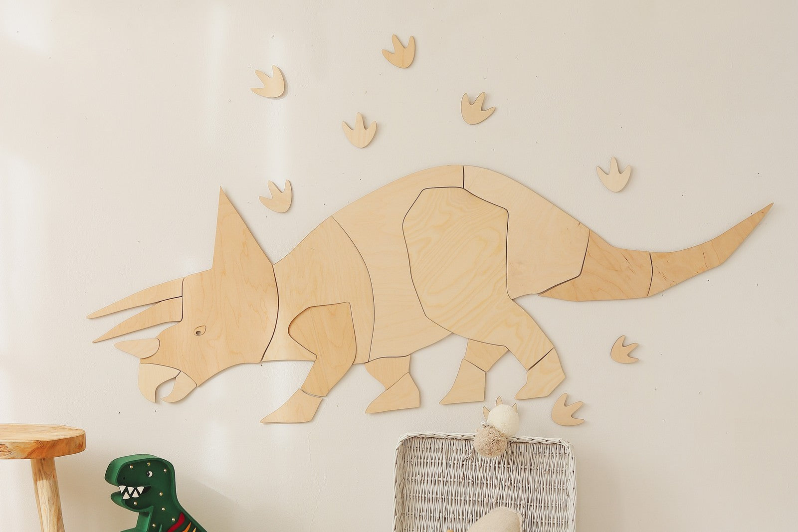 Dinosaur Triceratops – Wooden Wall Decoration